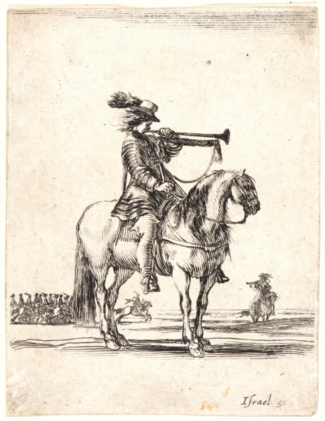 Stefano Della Bella (Italian, 1610 - 1664). Trompette Ã  cheval, 1642-1645. From Divers exercises