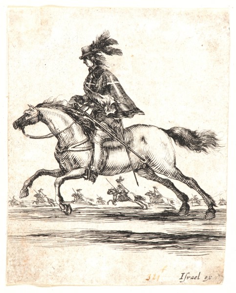 Stefano Della Bella (Italian, 1610 - 1664). Mousquetaire Ã  cheval, 1642-1645. From Divers