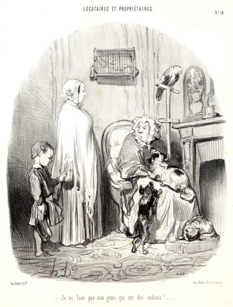 Honoré Daumier (French, 1808 - 1879). I don't rent to people with children! (Je ne loue pas aux