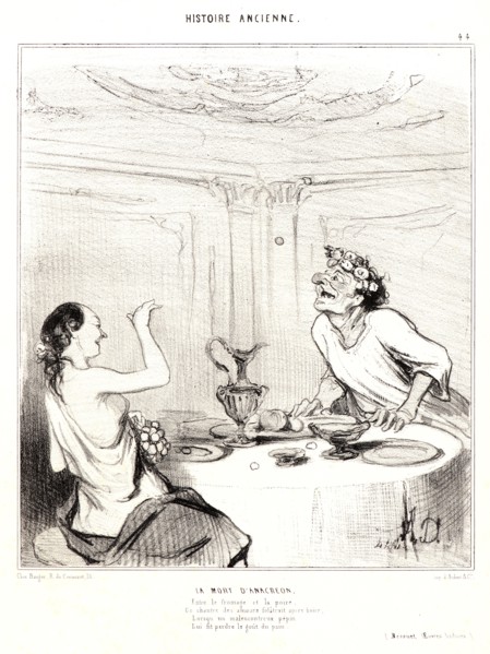 Honoré Daumier (French, 1808 - 1879). La Mort d'Anacréon, 1842. From Histoire Ancienne. Lithograph