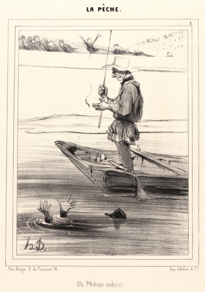 Honoré Daumier (French, 1808 - 1879). Un Pecheur endurci, 1840. From La PÃªche. Lithograph on white