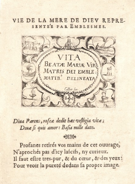 Jacques Callot (French, 1592 - 1635). Frontispiece, 17th century. From The Life of the Virgin in