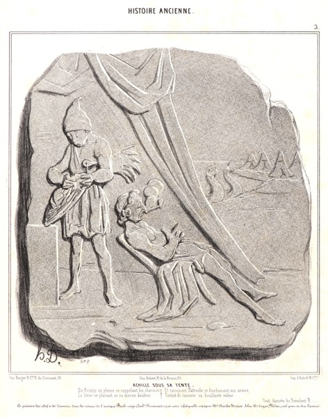 Honoré Daumier (French, 1808 - 1879). Achille sous sa tente, 1842. From Histoire Ancienne.