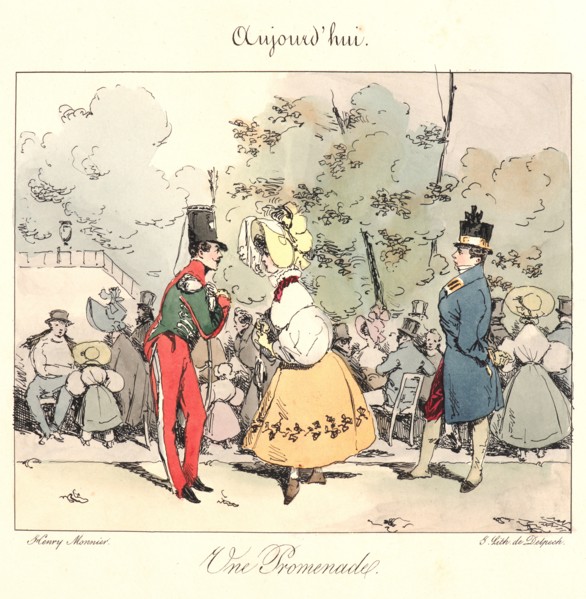 Henry Bonaventure Monnier (French, 1799/1805 - 1877). Un Promenade (Aujourd'hui), 1829. From The