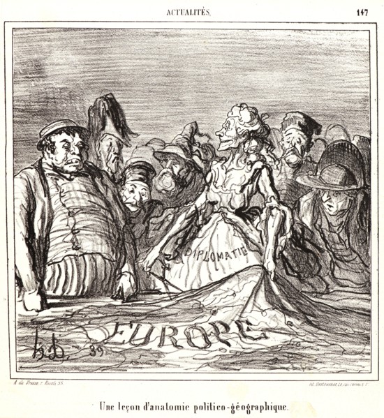 Honoré Daumier (French, 1808 - 1879). Une leÃ§on d'anatomie politico- géographique, 1866. From