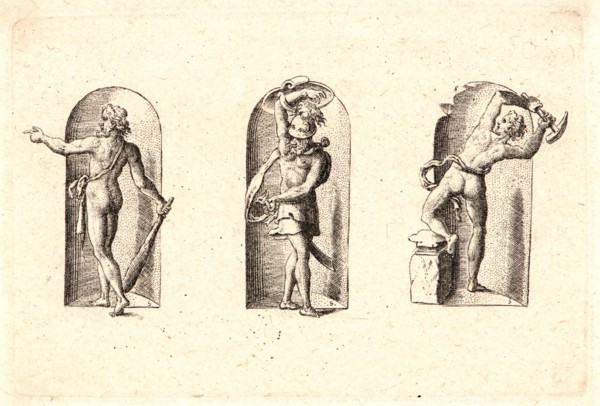 Etienne Delaune (aka Ãâtienne Delaune) (French, ca. 1519 - 1583). Several Gods of Classical