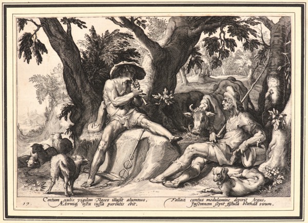 Anonymous after Hendrick Goltzius (Dutch, 1558 - 1617). Mercury Putting Argus to Sleep, ca. 1589.