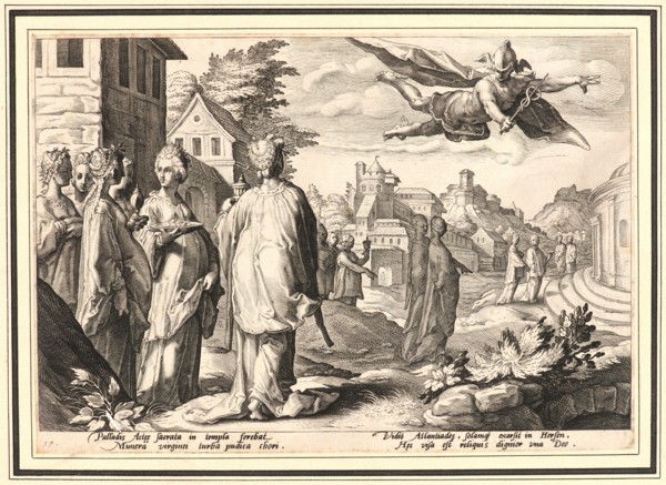 Anonymous after Hendrick Goltzius (Dutch, 1558 - 1617). Mercury Enamored of Herse, Daughter of