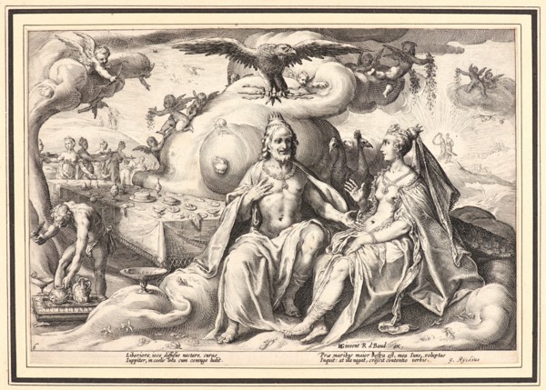 Anonymous after Hendrick Goltzius (Dutch, 1558 - 1617). The Dispute between Jupiter and Juno over