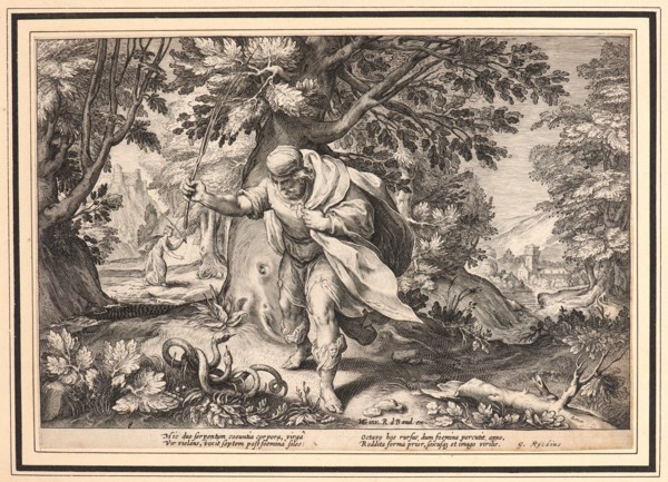 Anonymous after Hendrick Goltzius (Dutch, 1558 - 1617). Tiresias, in the Form of a Woman, Striking