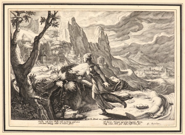Anonymous after Hendrick Goltzius (Dutch, 1558 - 1617). Thisbe Frightened by the Lion, ca. 1615.