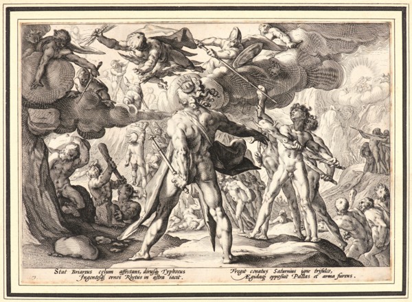 Anonymous after Hendrick Goltzius (Dutch, 1558 - 1617). The Giants Climbing the Heavens, ca. 1589.