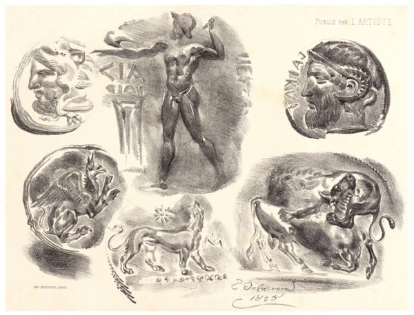 EugÃ¨ne Delacroix (French, 1798 - 1863). Six Antique Medals (Six Medailles Antiques), 1825.