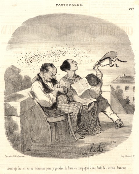 Honoré Daumier (French, 1808 - 1879). Avantages des terrasses italiennes, 1846. From Pastorales.