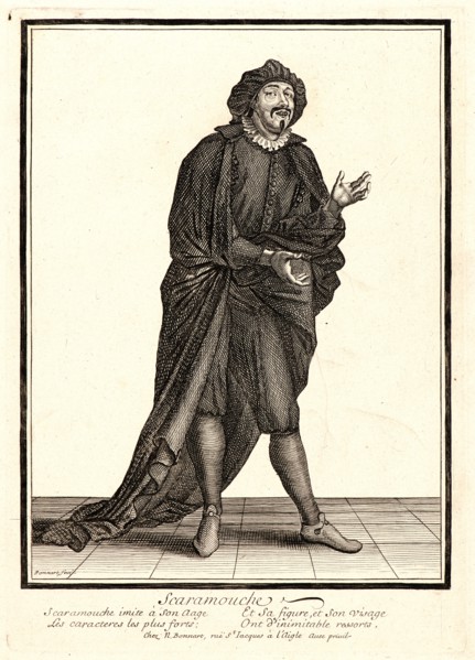 Nicolas Bonnart (French, 1636 - 1718). Scaramouche, ca. 1680-1690. From Five Characters from the