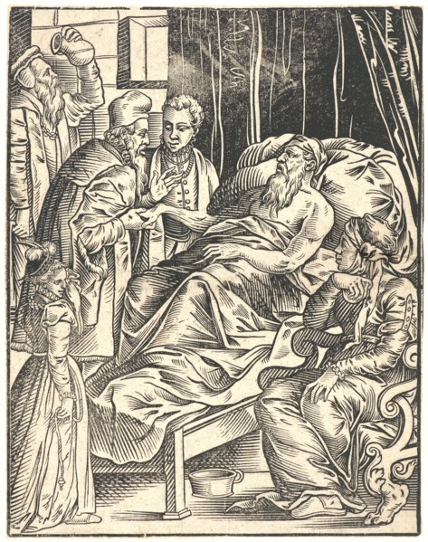 Anonymous (Italian). Sickroom of an Old Man, 16th century (printed later). Woodcut on laid paper,