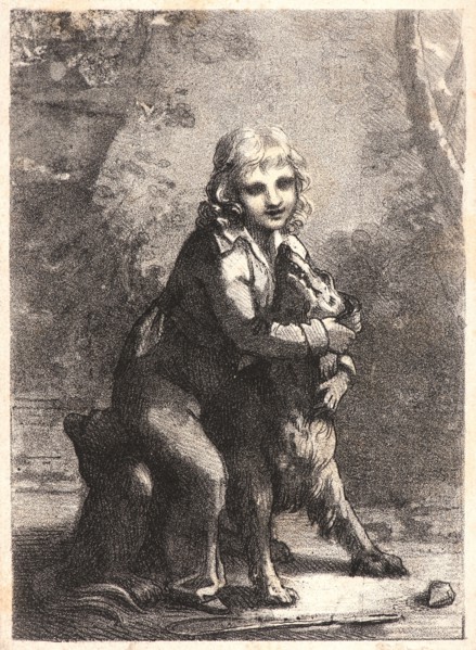 Pierre-Paul Prud'hon (French, 1758 - 1823). L'Enfant au Chien, 1822. Lithograph with another
