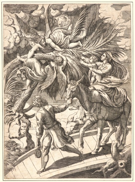 Anonymous after Raphael (Italian, 1483 - 1520). The Flight into Egypt, 16th century. Engraving.