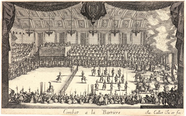 Jacques Callot (French, 1592 - 1635). Le Combate, 17th century. From Le Combat Ã  la Barriere.