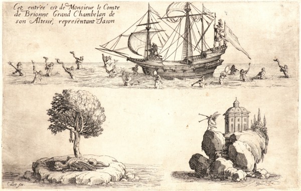Jacques Callot (French, 1592 - 1635). Entree de M. de Brione, 17th century. From Le Combat Ã  la