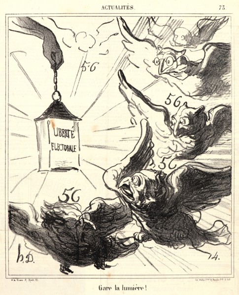 Honoré Daumier (French, 1808 - 1879). Gare la lumiÃ¨re!, 1870. From Actualités. Lithograph on