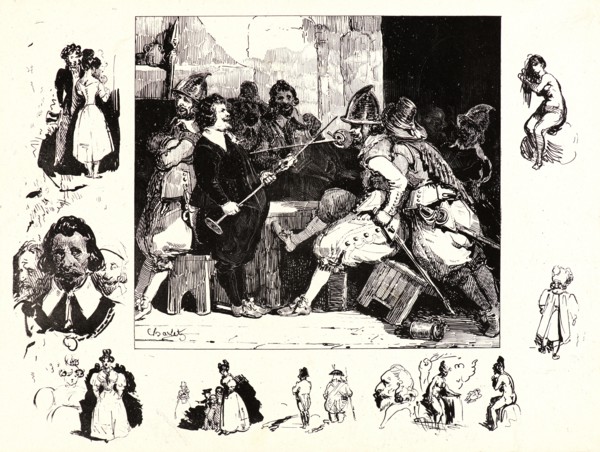 Nicolas Toussaint Charlet (French, 1792 - 1845). Fighting 17th Century-Soldiers in a Tavern, 19th
