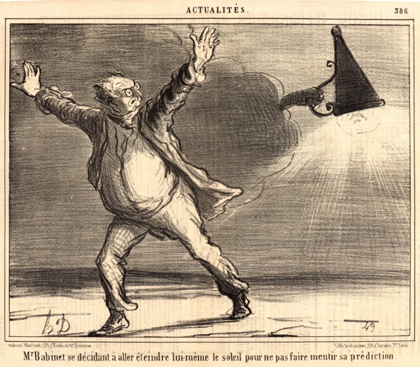 Honoré Daumier (French, 1808 - 1879). M. Babinet se decidant Ã  ... eteindre ... le soleil, 1857.