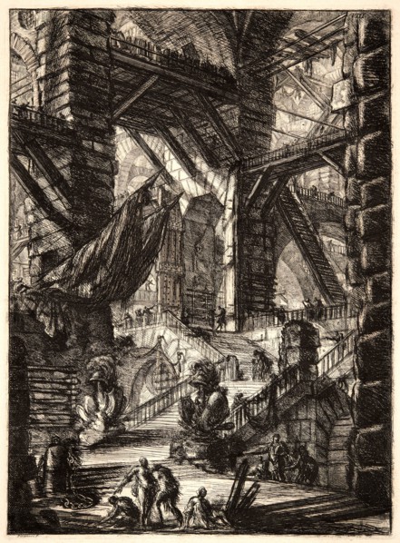 Giovanni Battista Piranesi (Italian, 1720 - 1778). The Staircase with Trophies, 1761. From Carceri