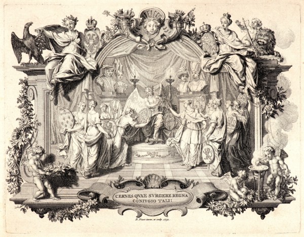 Bernard Picart (French, 1673 - 1733). Cernes Quae Surgere Regna / Coniugio Tali!, 1732. Etching and