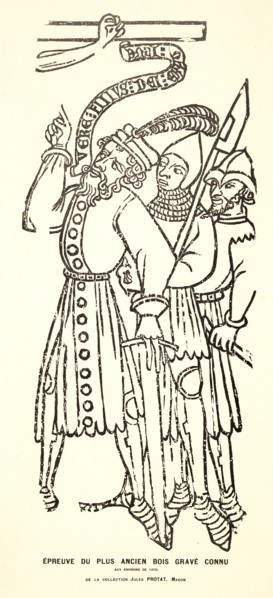Anonymous. Untitled Fragment of a Crucifixion, late 14th century (restrike printed 1900). Woodcut,