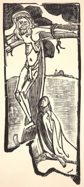 Ãâmile Bernard (French, 1868 - 1941). Christ (Crucifixion), 1894. Woodcut on heavy cream laid paper