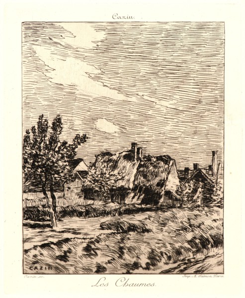 Jean Charles Cazin (French, 1841 - 1901). Thatched Houses (Les Chaumes), ca. 1865-1885. Etching on