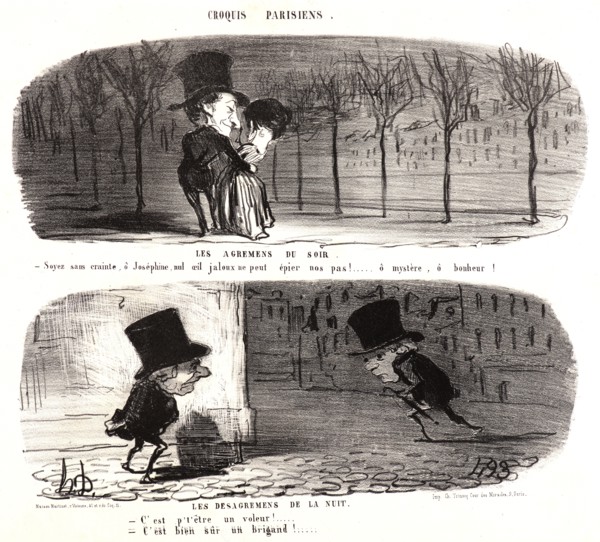 Honoré Daumier (French, 1808 - 1879). The Agreements of the Evening (Les agremens du soir...) [and]