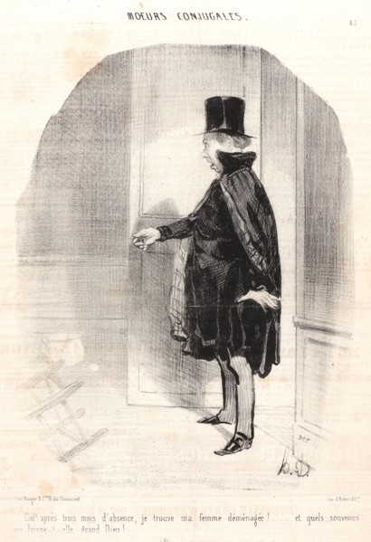Honoré Daumier (French, 1808 - 1879). Heavens! After three months of absence, I find that my wife