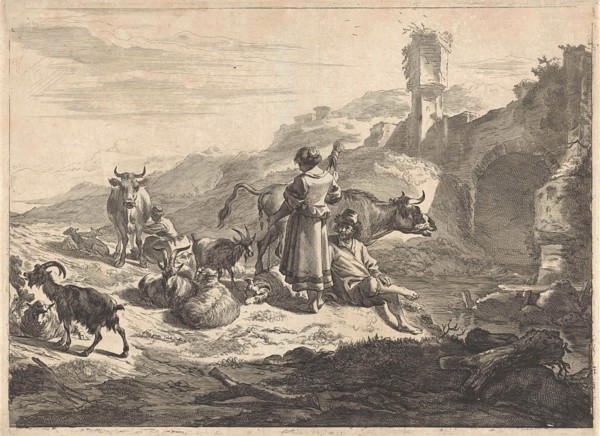 Standing spinster, Cornelis Visscher (II), 1638-1658