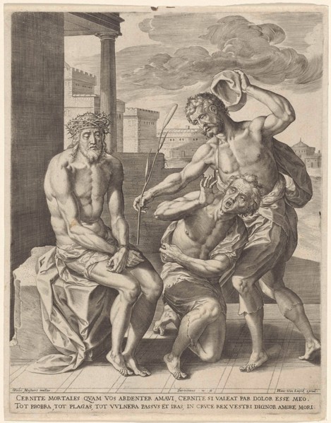 Mocking of Christ, Hieronymus Wierix, Hans van Luyck, 1563 - before 1586