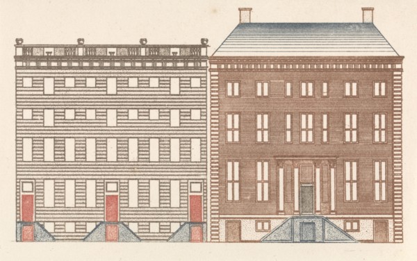 Amsterdam canal houses on the Keizersgracht 452 and 480-476, The Netherlands, print maker: