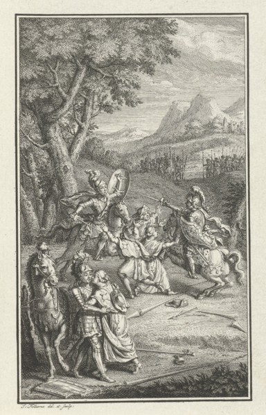 Knights in combat, Jacob Folkema, 1702 - 1767