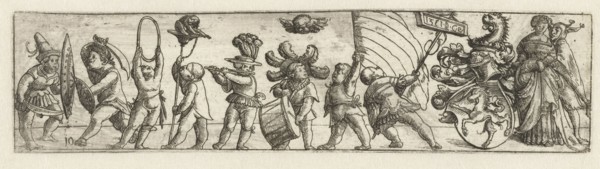 Frieze with putti and coat of arms, Monogrammist CB with tree, 1531
