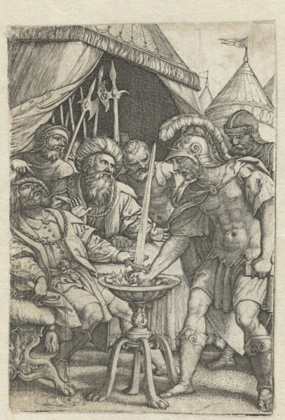 Mucius Scaevola puts right hand into the fire, Georg Pencz, 1535