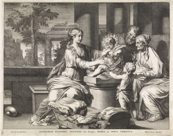 Holy Family with Zachariah, Elizabeth and John the Baptist, Matthijs Pool, Willem de Broen, 1705 -