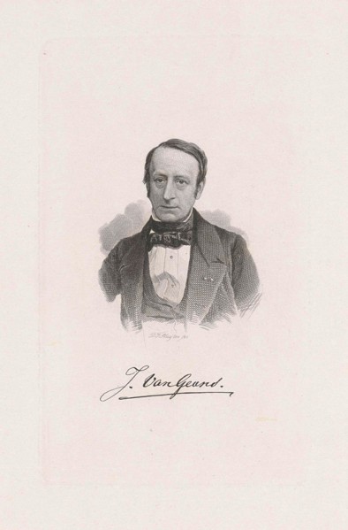 Portrait of the doctor Jan van Geuns, print maker: Dirk Jurriaan Sluyter, 1840 - 1886