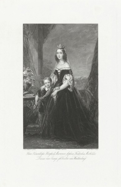 Portrait of Frederika Sophia Mathilda of WÃ¼rttemberg with her son, Johannes de Mare, Koenraad
