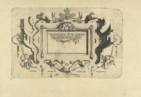 Title Sheet with fruit bunches, Jacob Goltzius (II), Wolter Sweersz Drollich, 1584 - 1630
