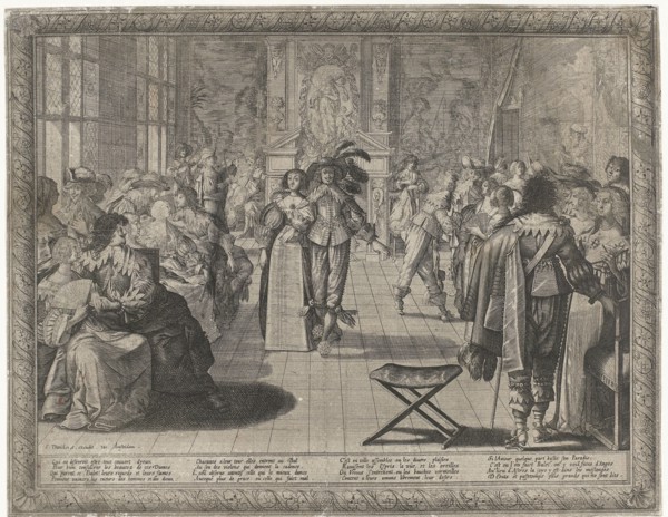 The Ball, Interior with elegant company, dressed according to the French Court Fashions of around
