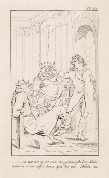 King Midas with donkey ears, DaniÃ«l Veelwaard (I), Jacob Smies, FranÃ§ois Bohn, 1802 - 1809