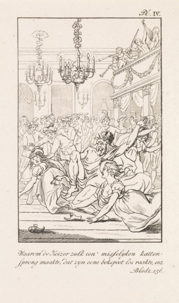 Man with the appearance of the devil in a ballroom, Daniel Veelwaard I, Jacob Smies, Francois Bohn,