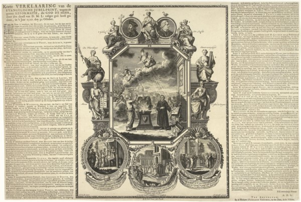 Evangelical Jubilee print of the second centenary of the Reformation, 1717, print maker: Adolf van