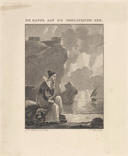 Woman looking out over the sea, Philippus Vellum, 1797-1836