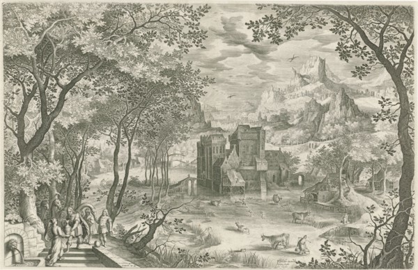 Rebecca and Eliezer at the well, Jan van Londerseel, David Vinckboons, Claes Jansz. Visscher (II),